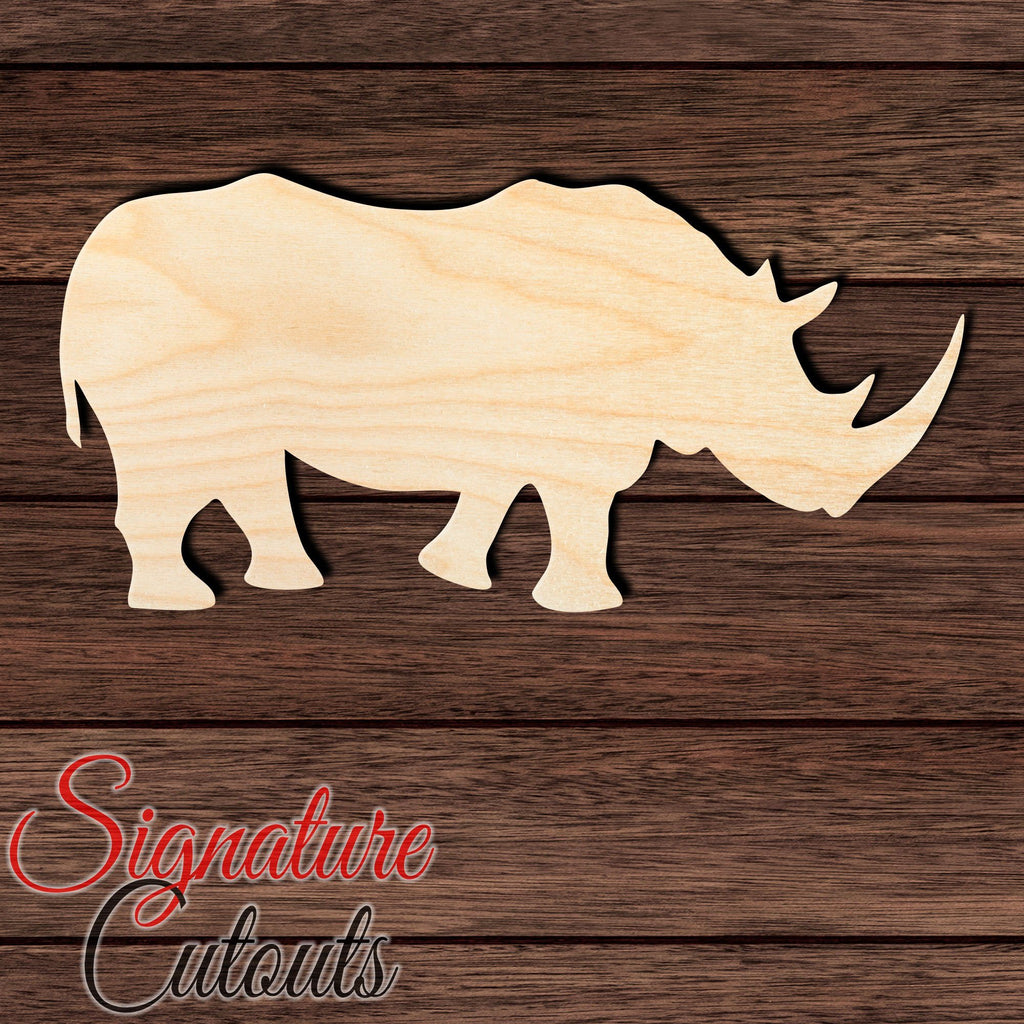 Rhinoceros 001 Shape Cutout in Wood, Acrylic or Acrylic Mirror - Signature Cutouts