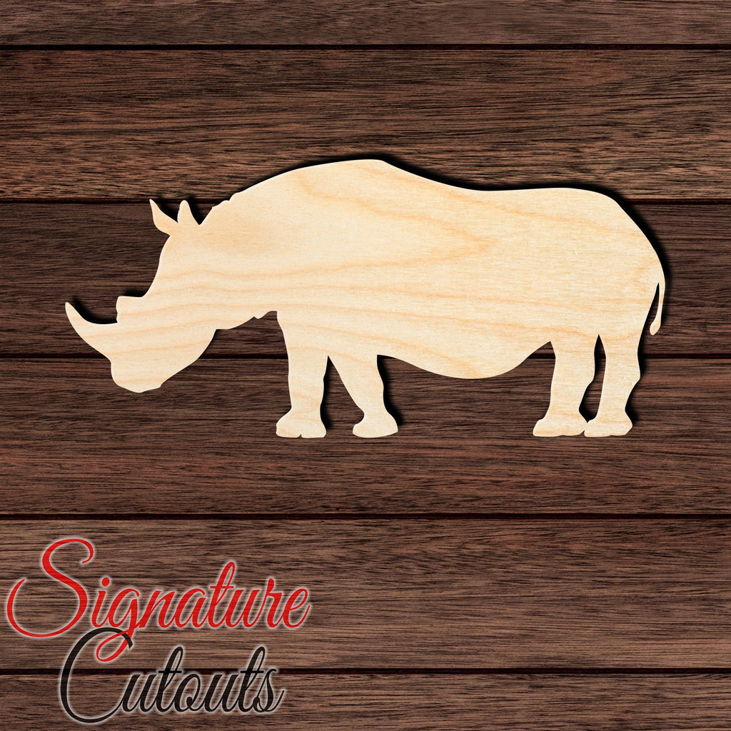 Rhinoceros 002 Shape Cutout in Wood, Acrylic or Acrylic Mirror - Signature Cutouts