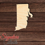 Rhode Island State Shape Cutout in Wood