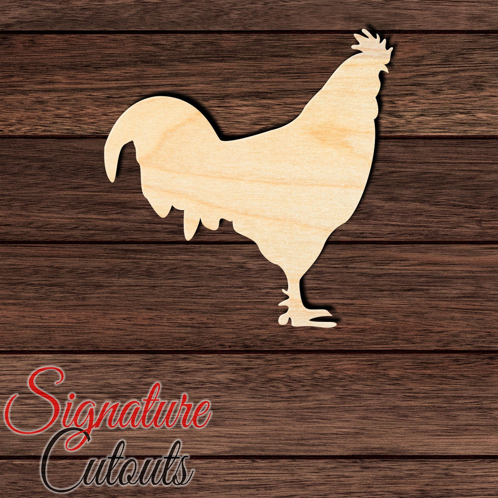 Rooster 002 Shape Cutout in Wood, Acrylic or Acrylic Mirror - Signature Cutouts