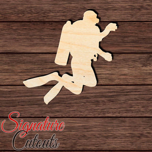 Scuba Diver 001 Shape Cutout in Wood, Acrylic or Acrylic Mirror - Signature Cutouts
