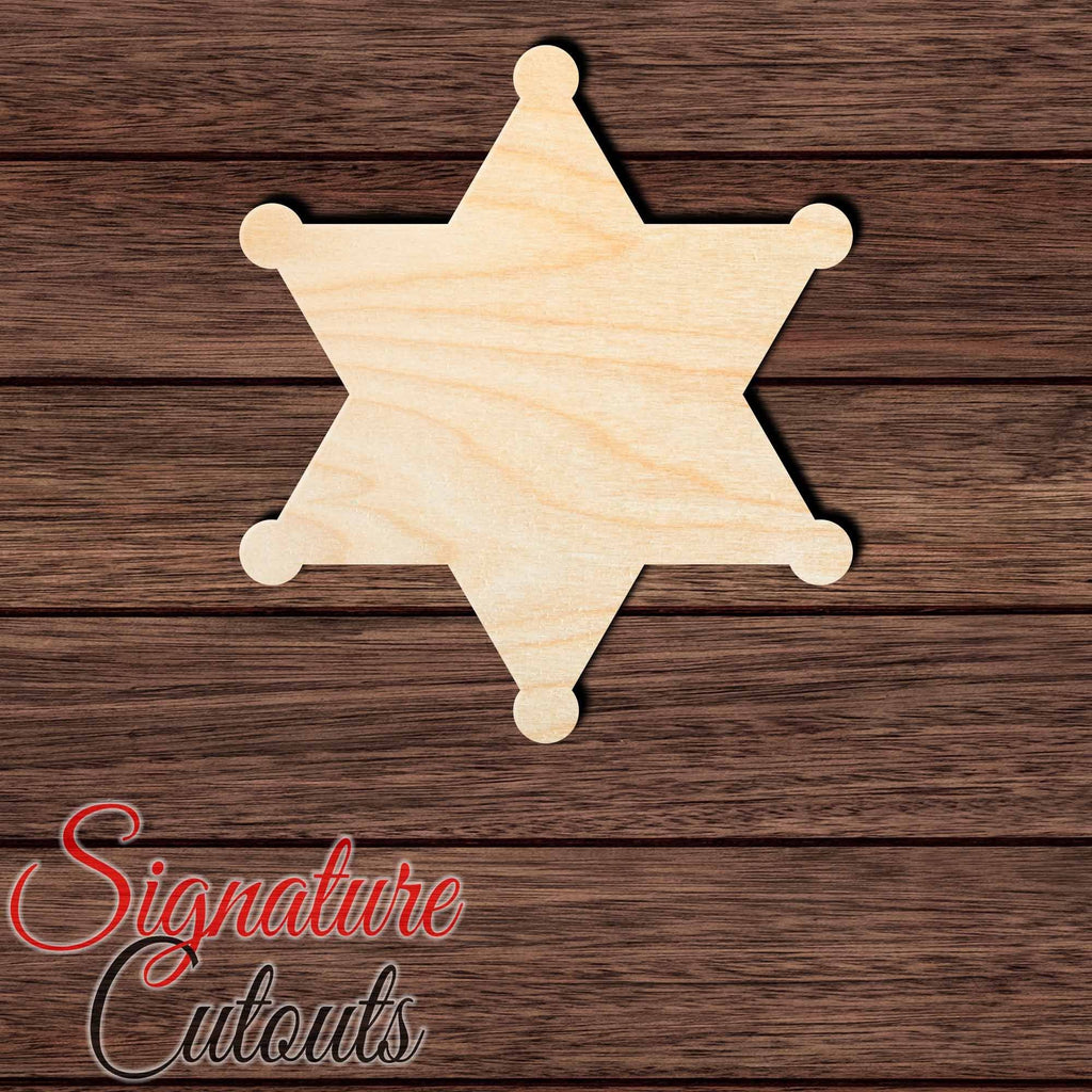 Sheriff Star 001 Shape Cutout in Wood, Acrylic or Acrylic Mirror - Signature Cutouts