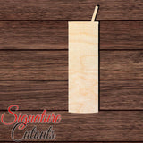 Skinny Tumbler with (straw to right) Shape Cutout in Wood