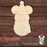 Snowman Mickey Shape Cutout - Paint by Line in Wood