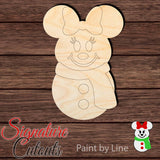 Snowman Minnie Shape Cutout - Paint by Line in Wood, Acrylic or Acrylic Mirror - Signature Cutouts
