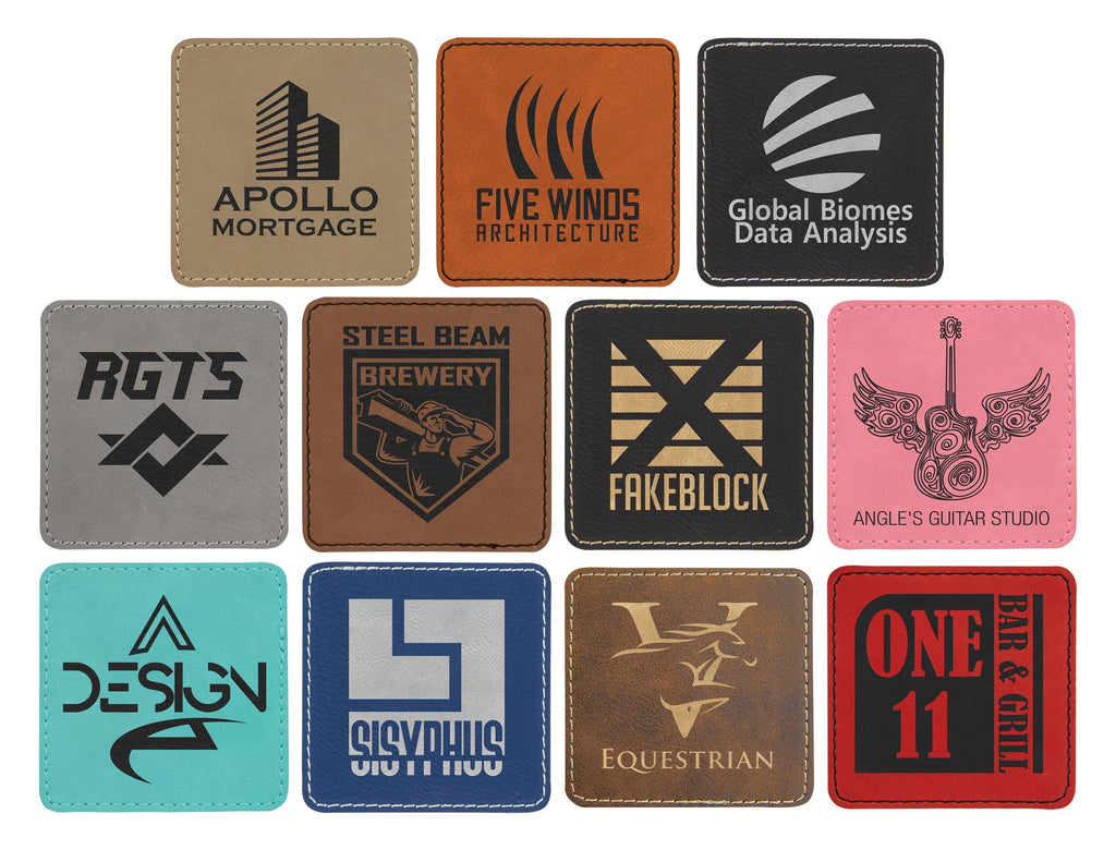 Square Patch w/Adhesive, 3" x 3", Laserable Leatherette Leather Patches Signature Laser Engraving 