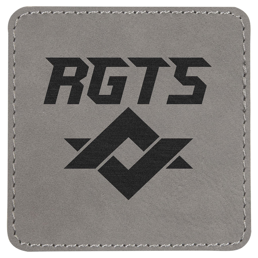 Square Patch w/Adhesive, 3" x 3", Laserable Leatherette Leather Patches Signature Laser Engraving Gray/Black 
