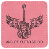 Square Patch w/Adhesive, 3" x 3", Laserable Leatherette Leather Patches Signature Laser Engraving Pink/Black 