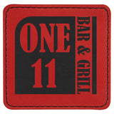 Square Patch w/Adhesive, 3" x 3", Laserable Leatherette Leather Patches Signature Laser Engraving Red/Black 