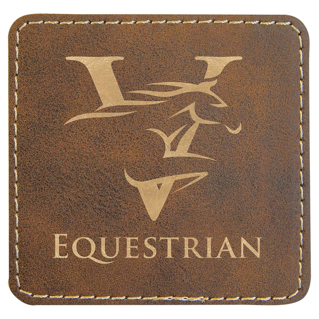 Square Patch w/Adhesive, 3" x 3", Laserable Leatherette Leather Patches Signature Laser Engraving Rustic/Gold 