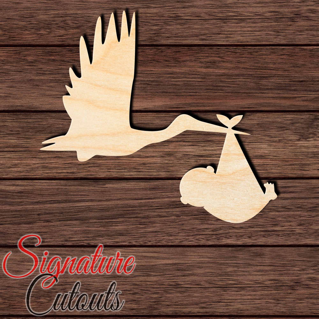 Stork with Baby 001 Shape Cutout in Wood, Acrylic or Acrylic Mirror - Signature Cutouts