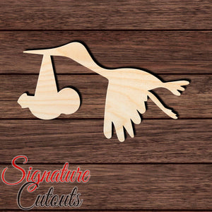 Stork with Baby 002 Shape Cutout in Wood, Acrylic or Acrylic Mirror - Signature Cutouts