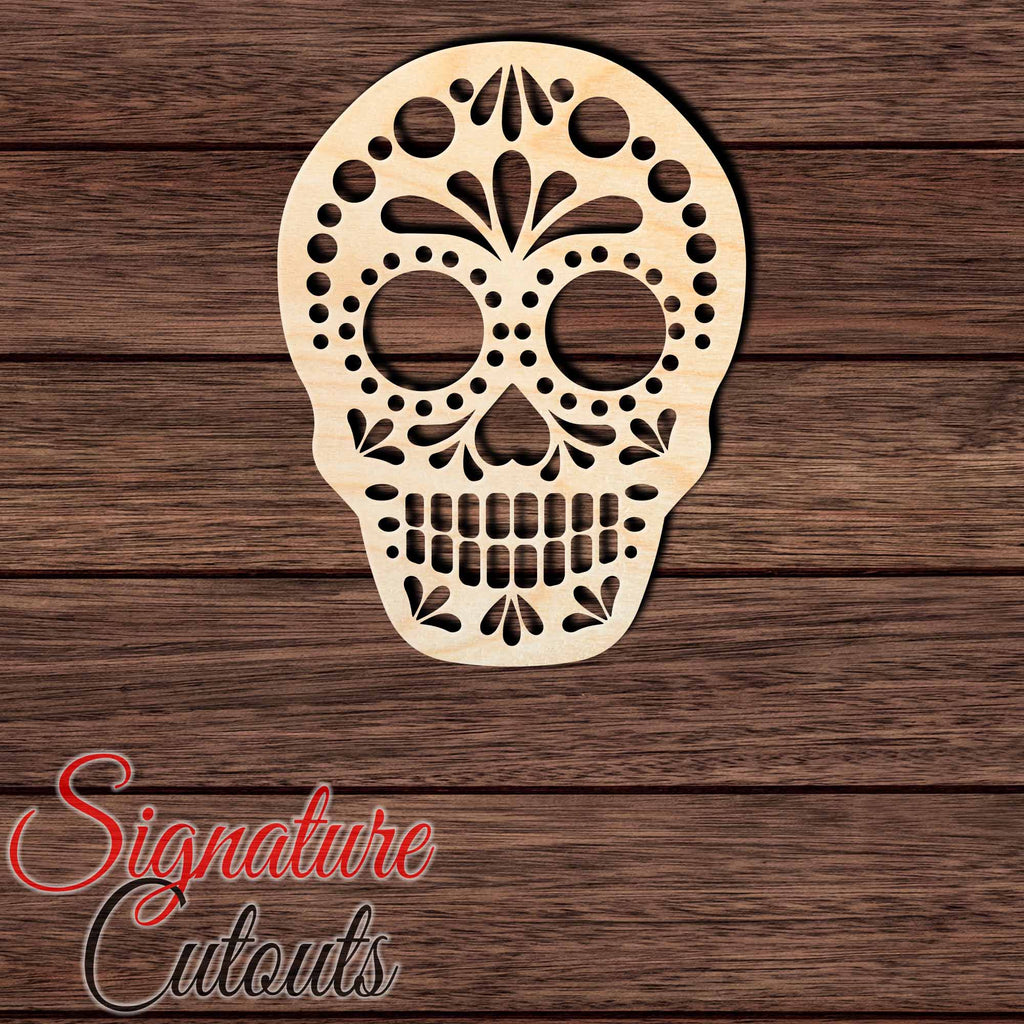Sugar Skull 003 Shape Cutout in Wood, Acrylic or Acrylic Mirror - Signature Cutouts