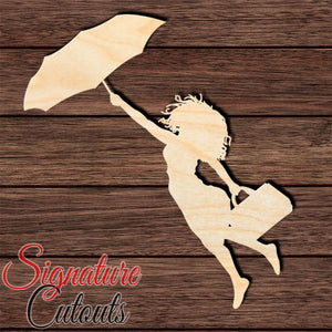 Umbrella Girl en Shape Cutout in Wood, Acrylic or Acrylic Mirror - Signature Cutouts