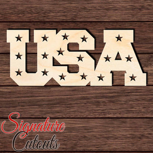 USA with Stars 001 Shape Cutout in Wood, Acrylic or Acrylic Mirror - Signature Cutouts