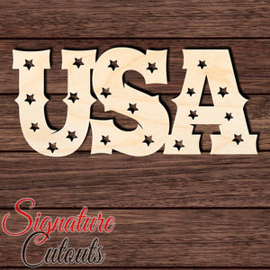USA with Stars 002 Shape Cutout in Wood, Acrylic or Acrylic Mirror - Signature Cutouts