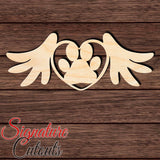 Wings with Dog Paw 001 Shape Cutout in Wood